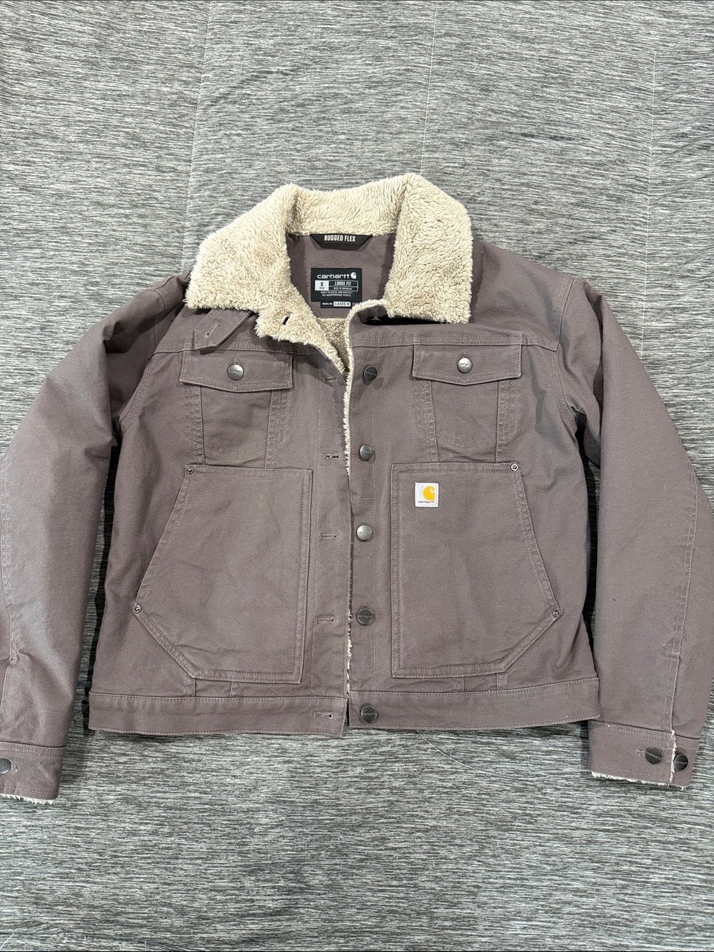 Carhartt Brown Canvas Sherpa-Lined Field Jacket
